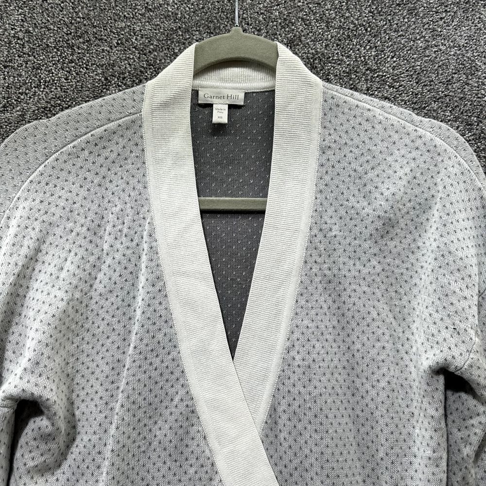 Garnet Hill Tendu Cotton Sweater Women XS Dot Print Pima Cotton Relaxed V Neck - Picture 7 of 13